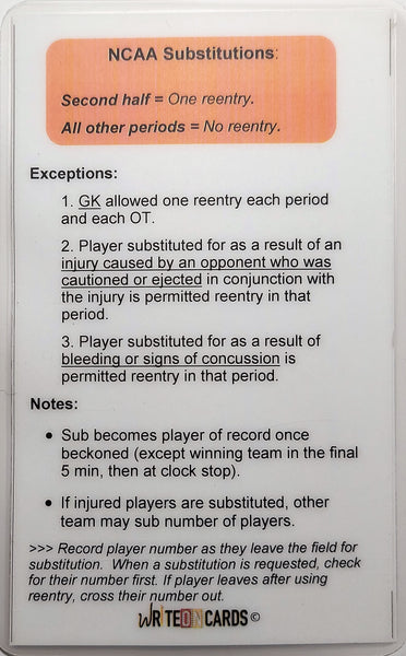 Substitutions Card (Sub)
